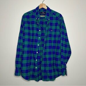 Vineyard Vines Green and Blue Plaid Button Down Shirt